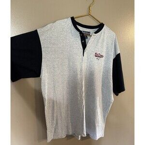 Big Dogs Brand Color Blocked Grey & Black Henley 2x T-shirt Y2k Embroidered Logo